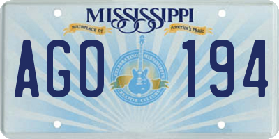 MS license plate AGO194