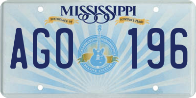 MS license plate AGO196