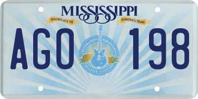 MS license plate AGO198