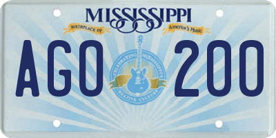 MS license plate AGO200