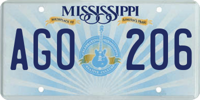MS license plate AGO206