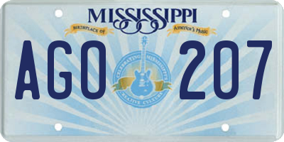MS license plate AGO207