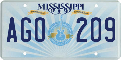 MS license plate AGO209