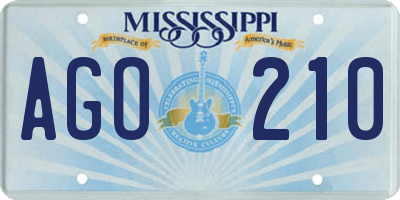 MS license plate AGO210