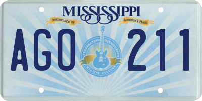 MS license plate AGO211