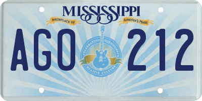 MS license plate AGO212