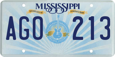 MS license plate AGO213