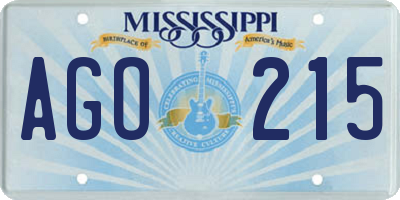 MS license plate AGO215