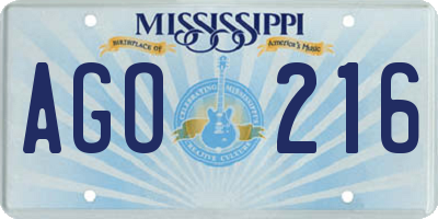 MS license plate AGO216