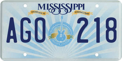 MS license plate AGO218