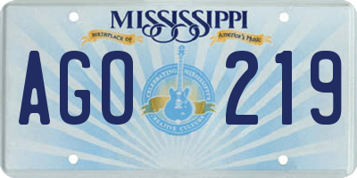 MS license plate AGO219
