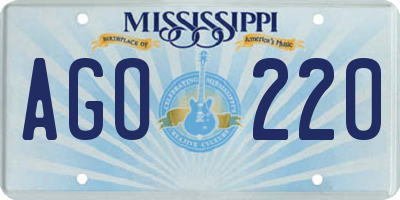 MS license plate AGO220