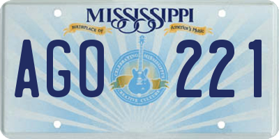 MS license plate AGO221