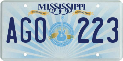 MS license plate AGO223