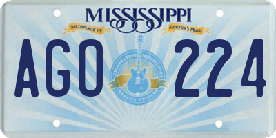 MS license plate AGO224
