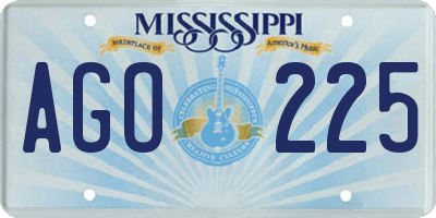 MS license plate AGO225