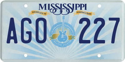 MS license plate AGO227