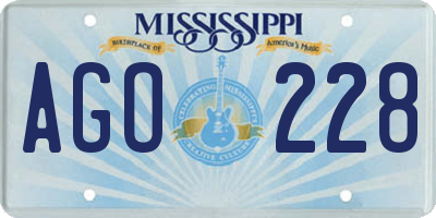 MS license plate AGO228