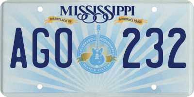 MS license plate AGO232