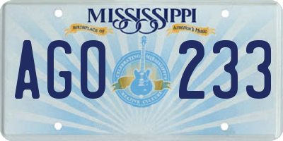 MS license plate AGO233