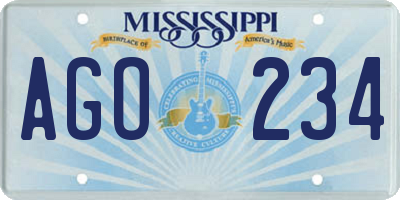 MS license plate AGO234