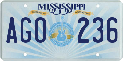 MS license plate AGO236