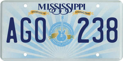 MS license plate AGO238