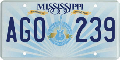 MS license plate AGO239