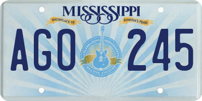MS license plate AGO245
