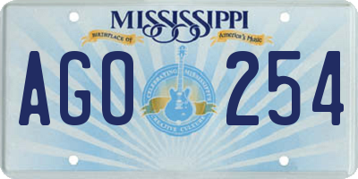 MS license plate AGO254