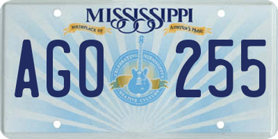 MS license plate AGO255