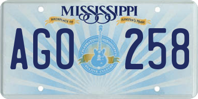 MS license plate AGO258