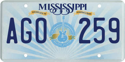 MS license plate AGO259
