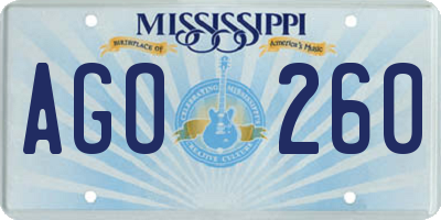 MS license plate AGO260