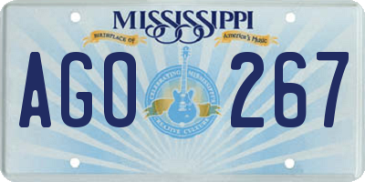 MS license plate AGO267