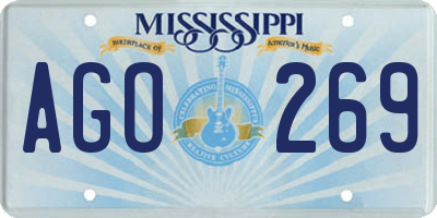 MS license plate AGO269