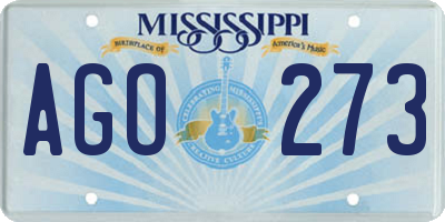 MS license plate AGO273