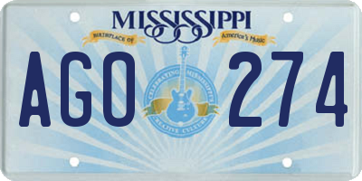 MS license plate AGO274
