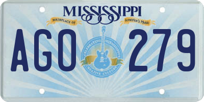 MS license plate AGO279