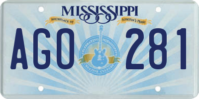 MS license plate AGO281