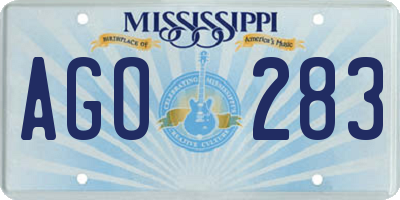 MS license plate AGO283
