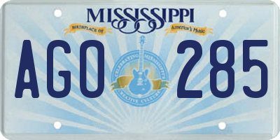 MS license plate AGO285