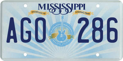 MS license plate AGO286