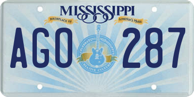 MS license plate AGO287