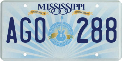 MS license plate AGO288
