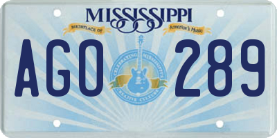 MS license plate AGO289