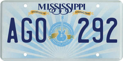 MS license plate AGO292