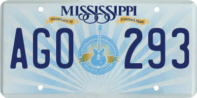 MS license plate AGO293