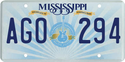 MS license plate AGO294