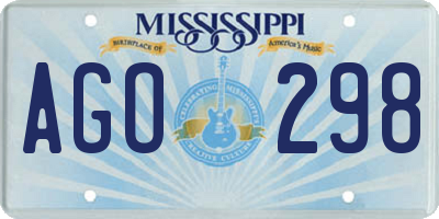 MS license plate AGO298